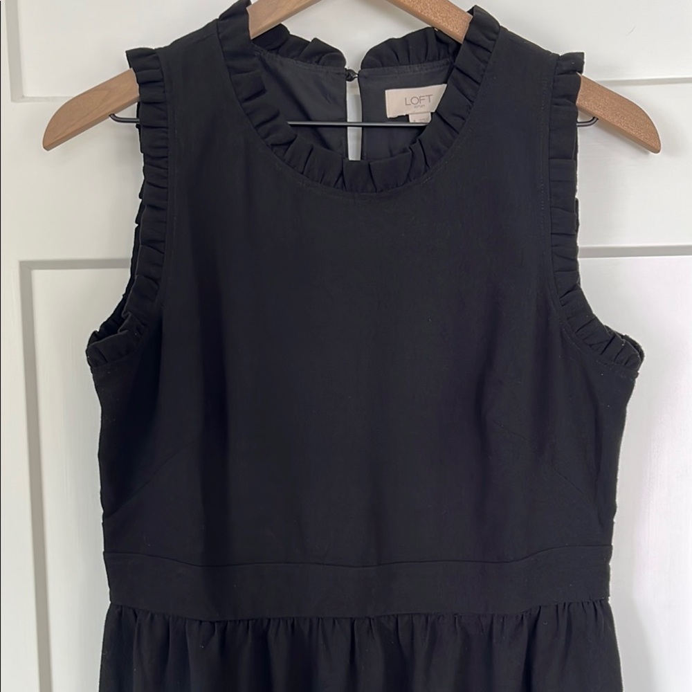 LOFT Black Halter A-Line Midi Dress